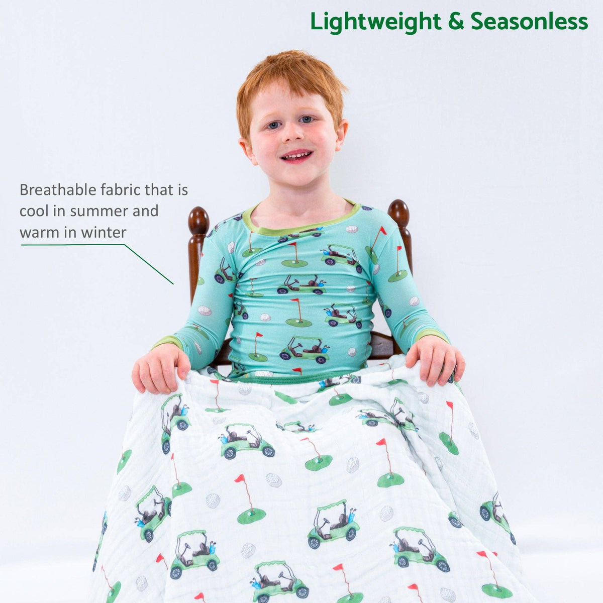 Kids 2-Piece Bamboo Pajama Long Sleeve Set Golf A Round: 4T