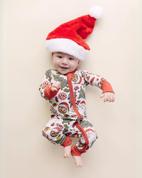 Bamboo Baby Clothing Zip Romper | Retro Christmas: 3-6M