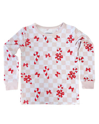 Christmas Bamboo Kids Two Piece Set | Bows & Candy Cane: 2T