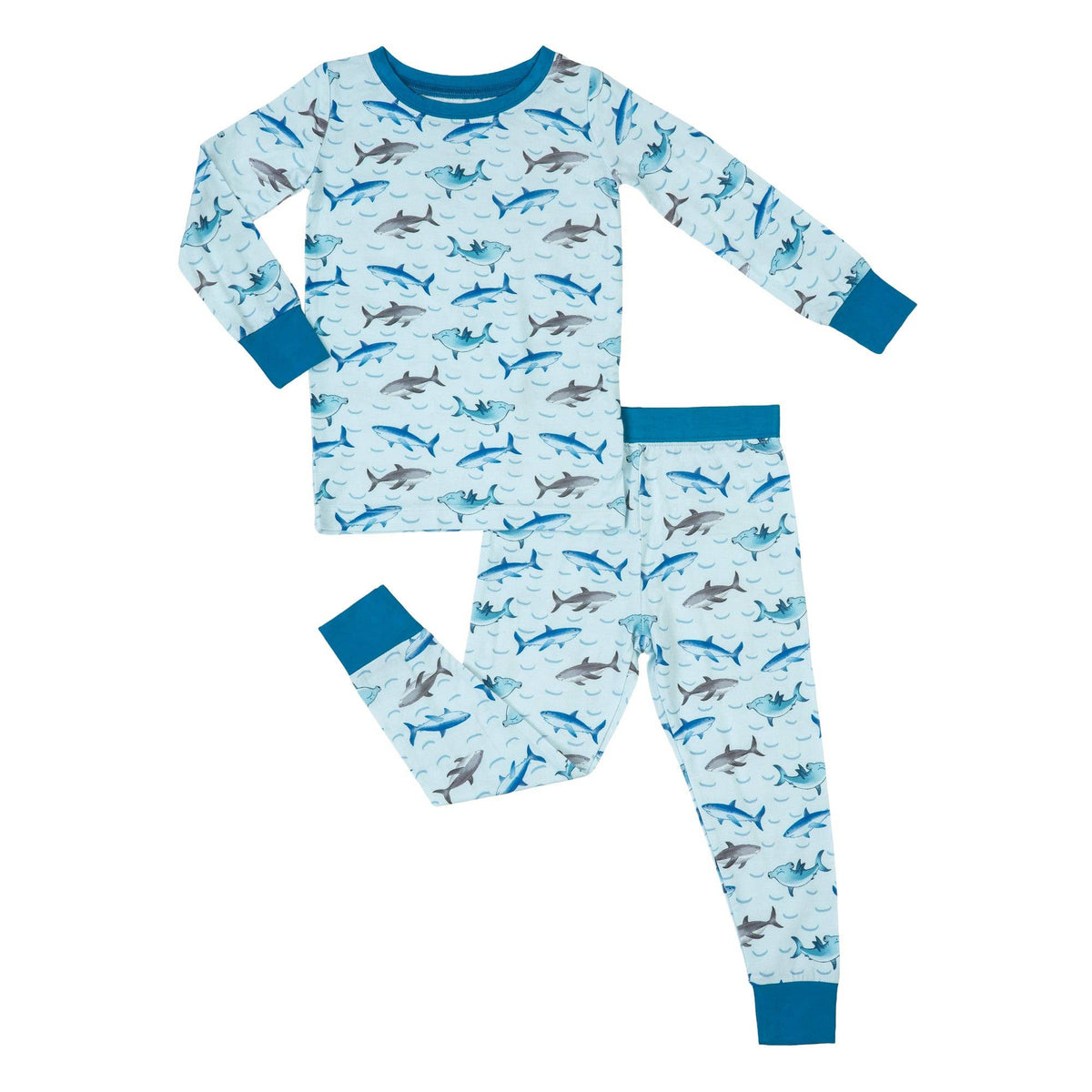 Kids 2-Piece Bamboo Pajama Long Sleeve Set Jawsome Shark: 3T