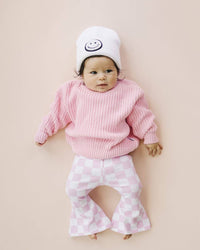 Checkered Flare Pants | Pink: 3-6 m