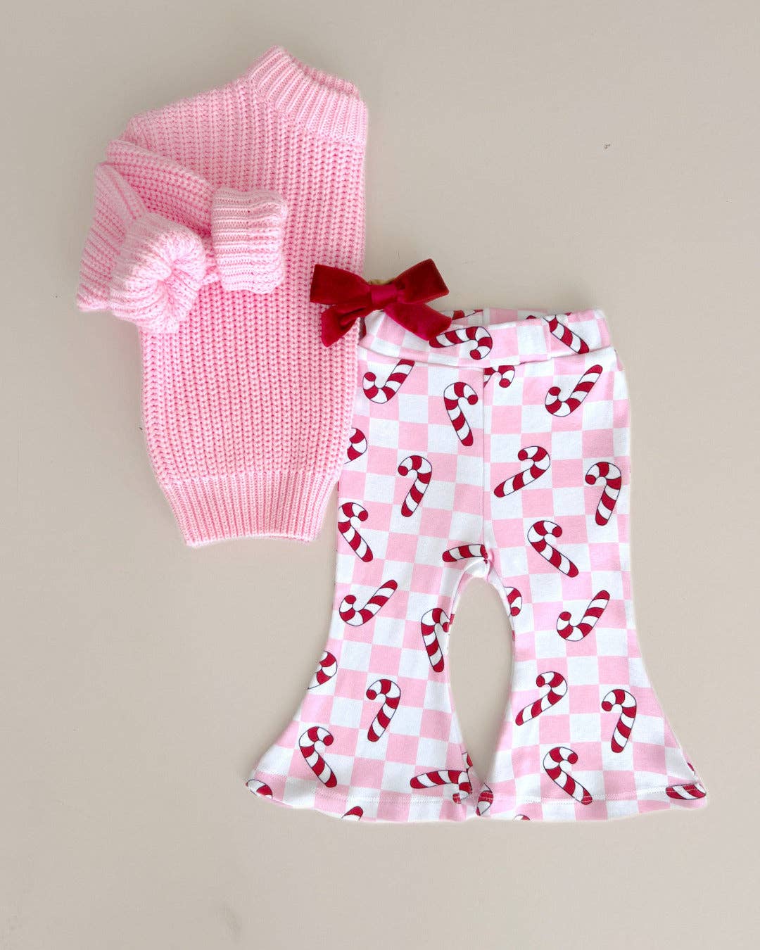 Checkered Candy Cane Kids & Baby Flare Pants | Pink: 6-7Y