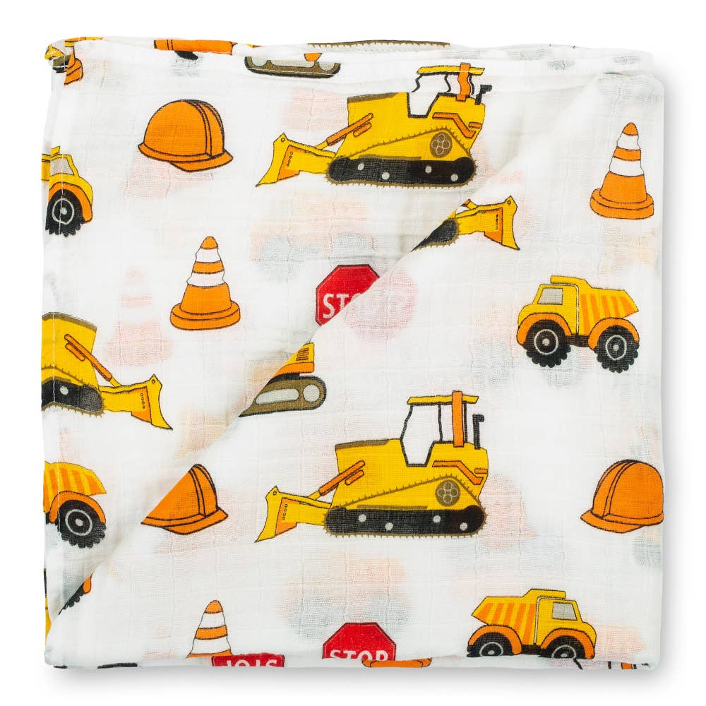 Baby Muslin Swaddle Blanket 47x47 Under Construction