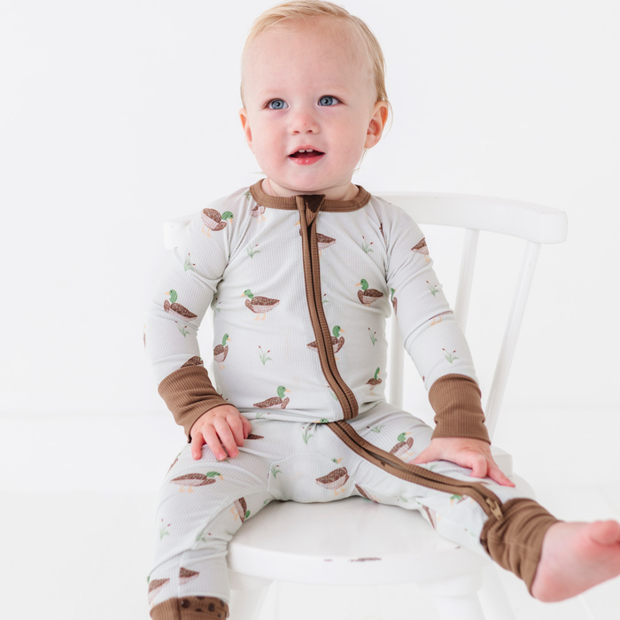 Duck, Duck Cute Ribbed Convertible Footies: 6-12 Months
