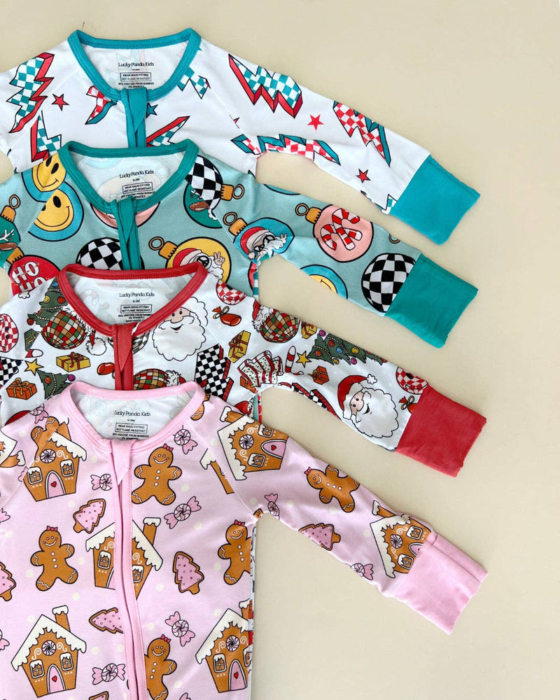 Bamboo Christmas Baby Zip Romper | Gingerbread Cookies: 12-18M