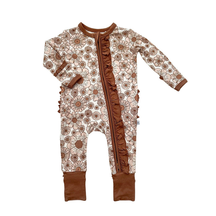 Ruffle Zipper One Piece -  Flower Garden: 18-24 Months