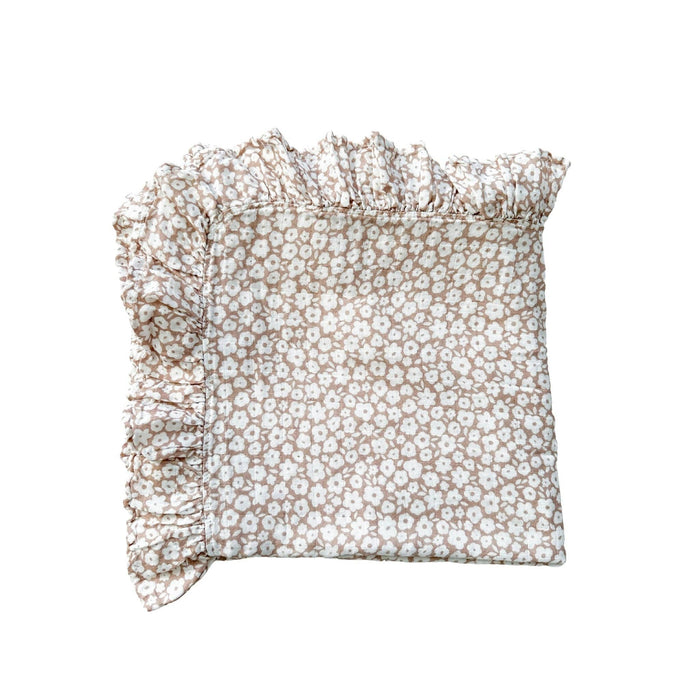 Muslin Swaddle Blanket - Mocha Ditsy Floral Ruffle