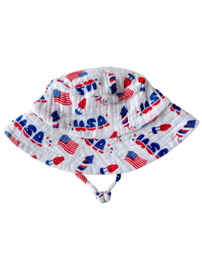 Muslin Bucket Hat, 4th of July: 12 - 24 mo.