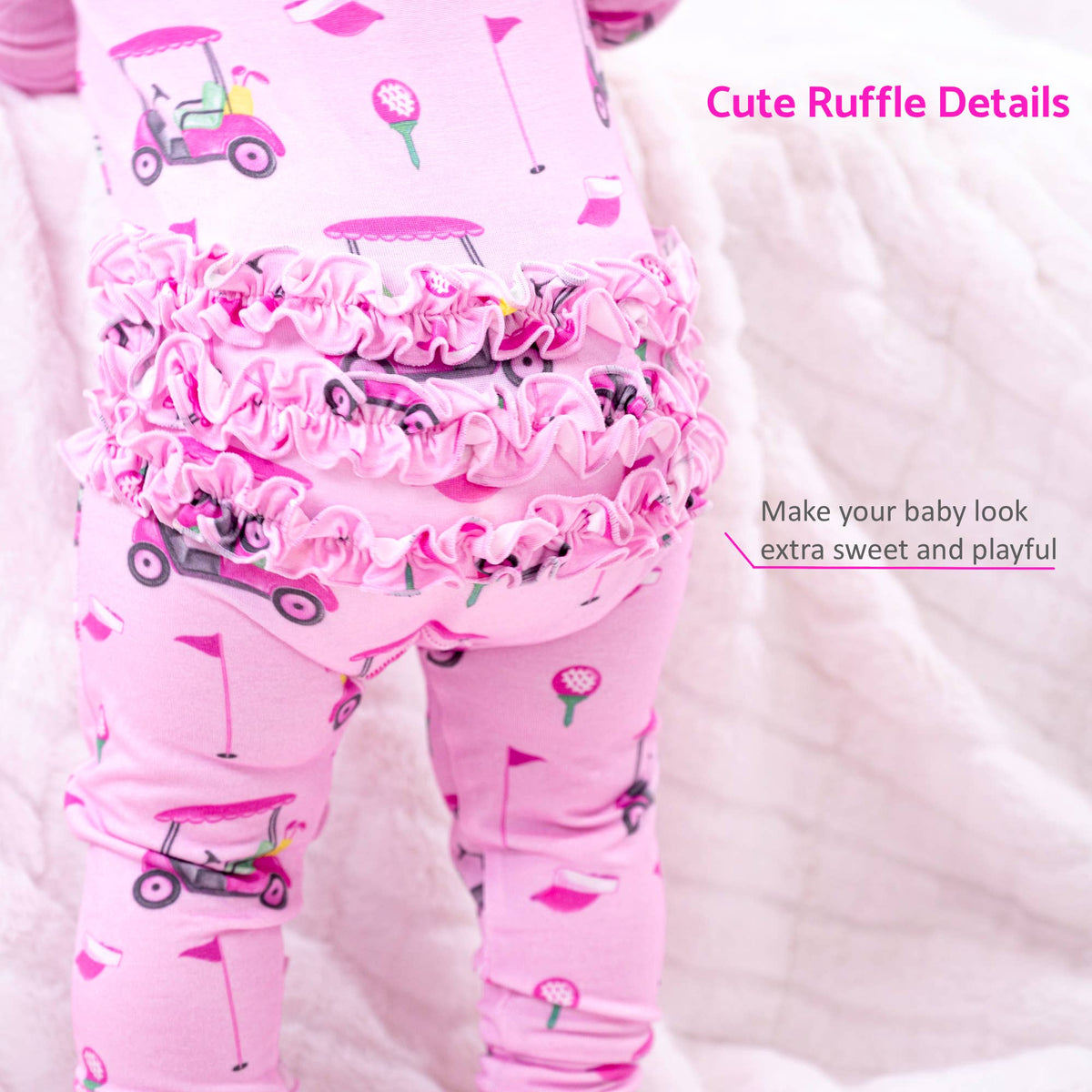 Bamboo Baby Convertible Ruffle Zipper Pajama Lil Miss Birdie: 03-06 Months