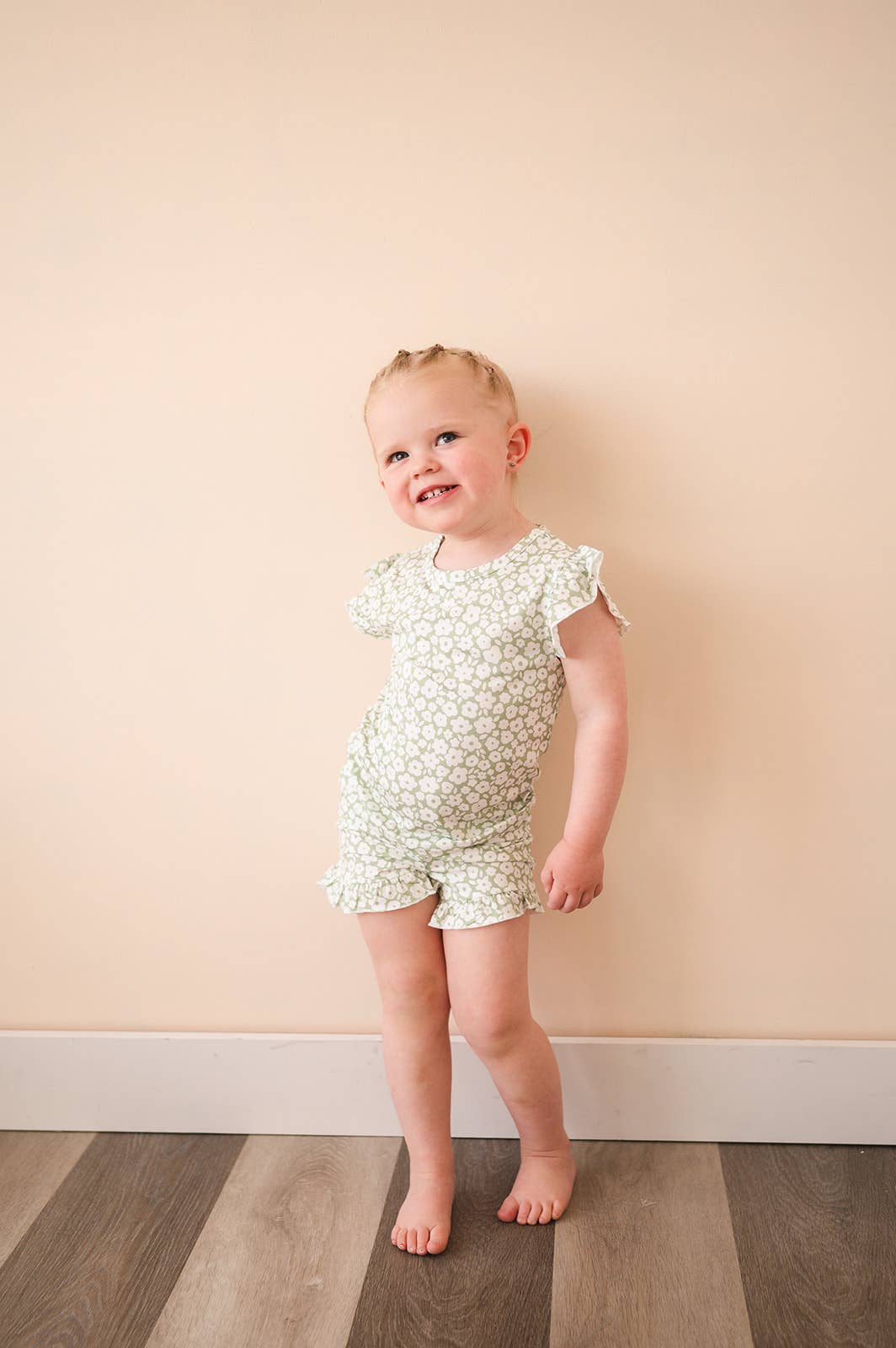 Two-Piece Short Set - Sage Ditsy Floral: 5T