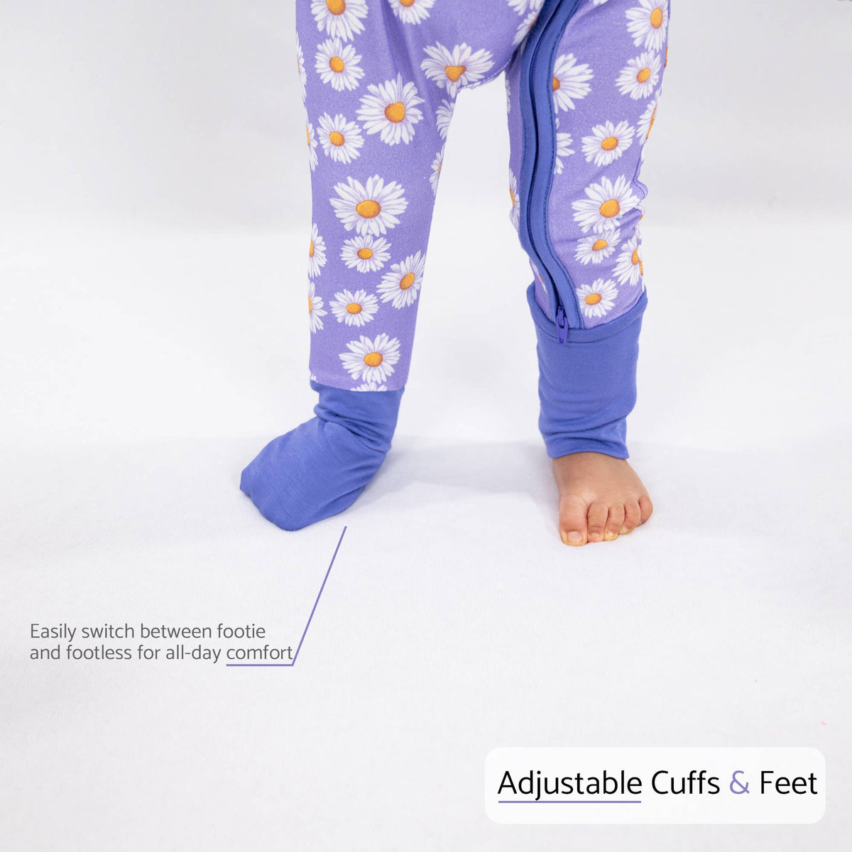 Bamboo Baby Convertible Zipper Pajama Lazy Daisy: 0-3 Months