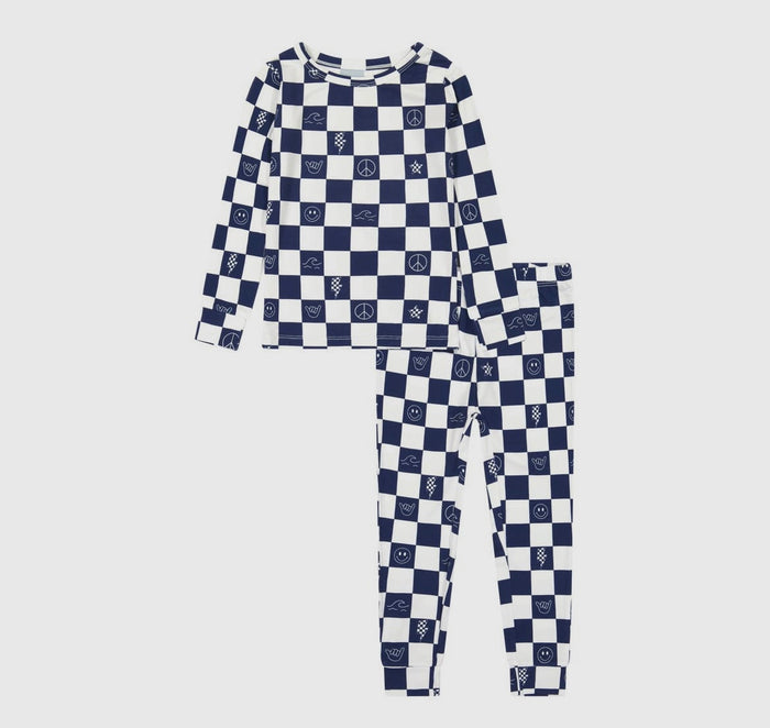 Check It Out Bamboo Pajamas || Blue