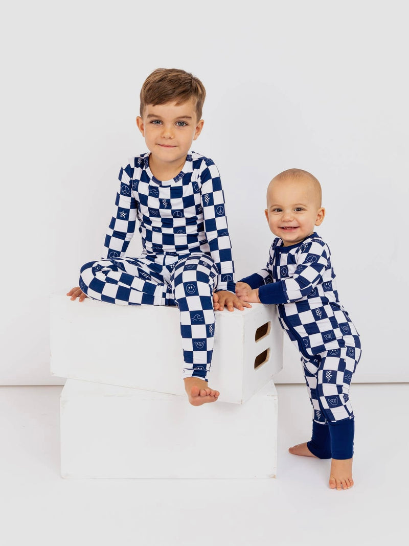Check It Out Bamboo Pajamas || Blue