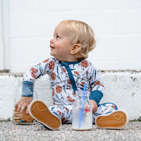 Retro Christmas Dream Romper || Blue - Milk + Cookies