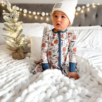 Retro Christmas Dream Romper || Blue - Milk + Cookies