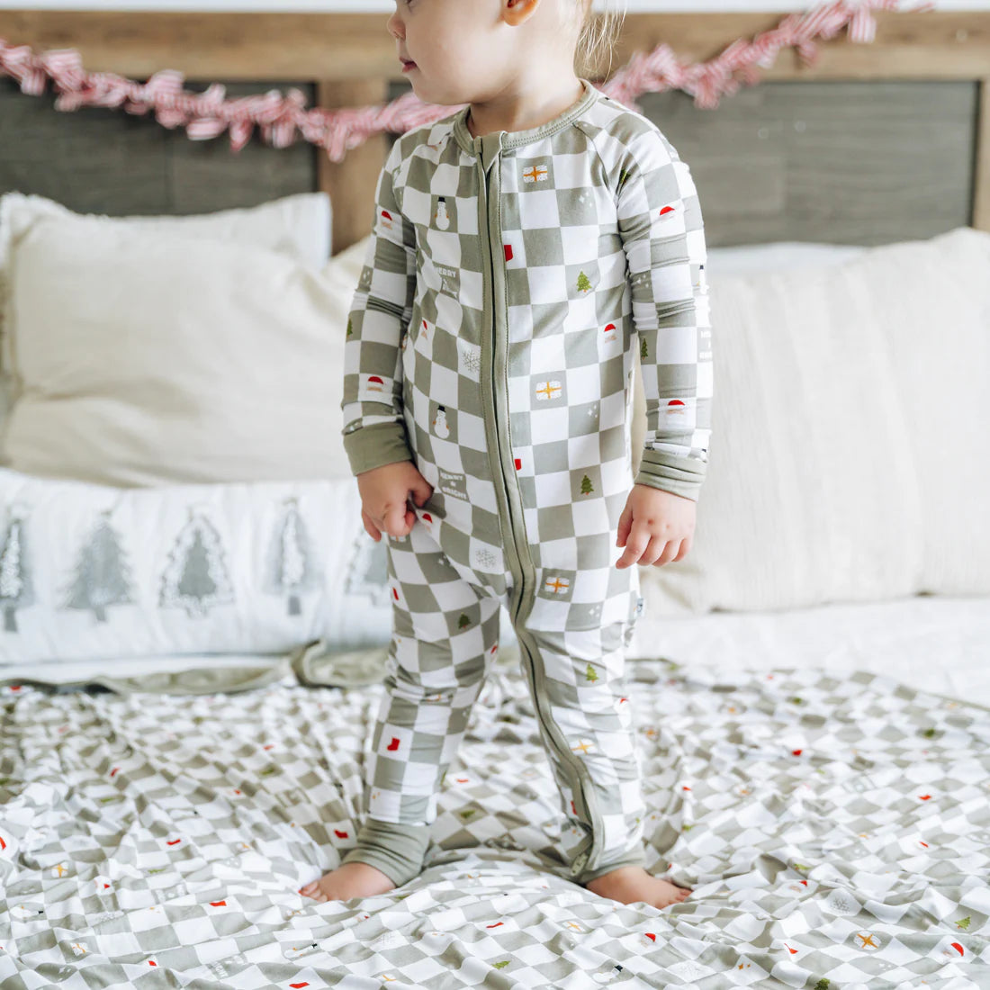 Merry + Bright Checks Dream Romper || Sage