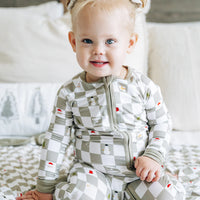 Merry + Bright Checks Dream Romper || Sage