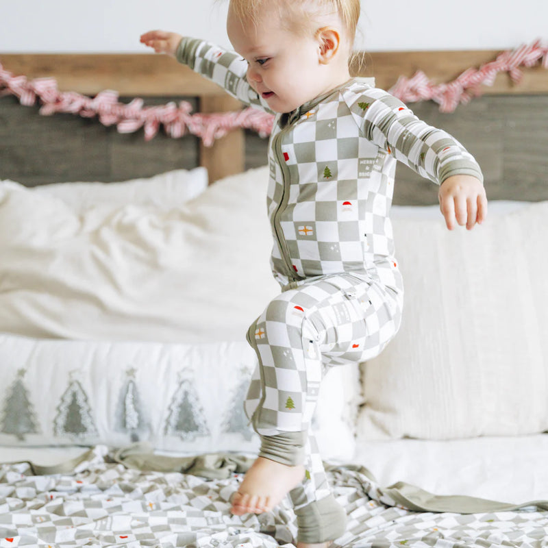 Merry + Bright Checks Dream Romper || Sage