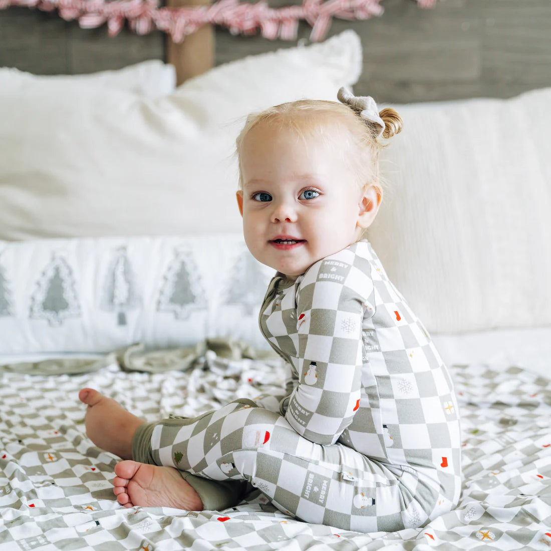 Merry + Bright Checks Dream Romper || Sage