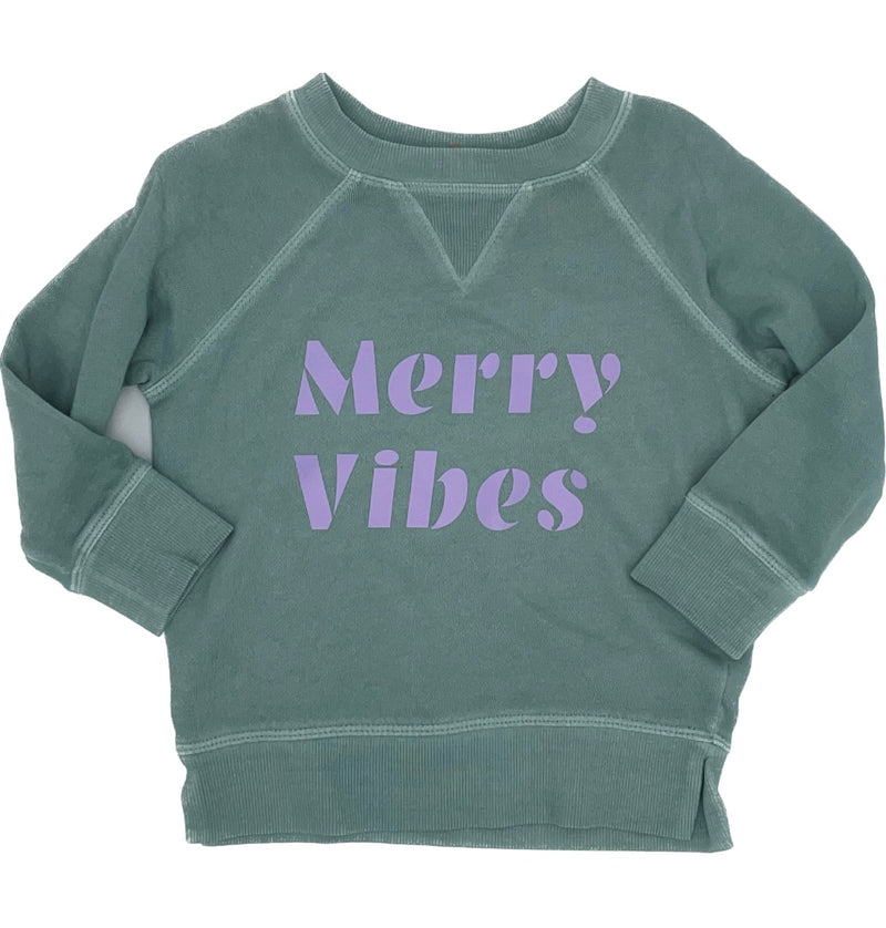 Merry Vibes Sweatshirt || Aqua + Lilac