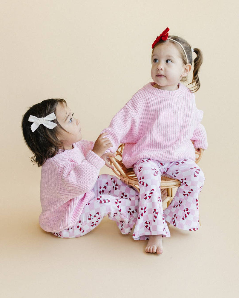 Checkered Candy Cane Kids & Baby Flare Pants | Pink: 6-7Y