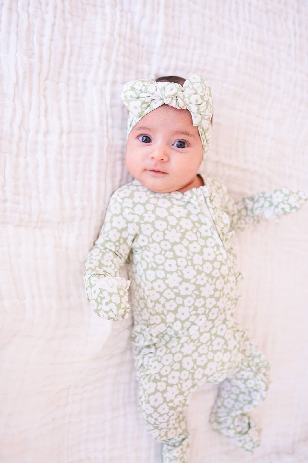 Sage Ditsy Floral Bow Headband