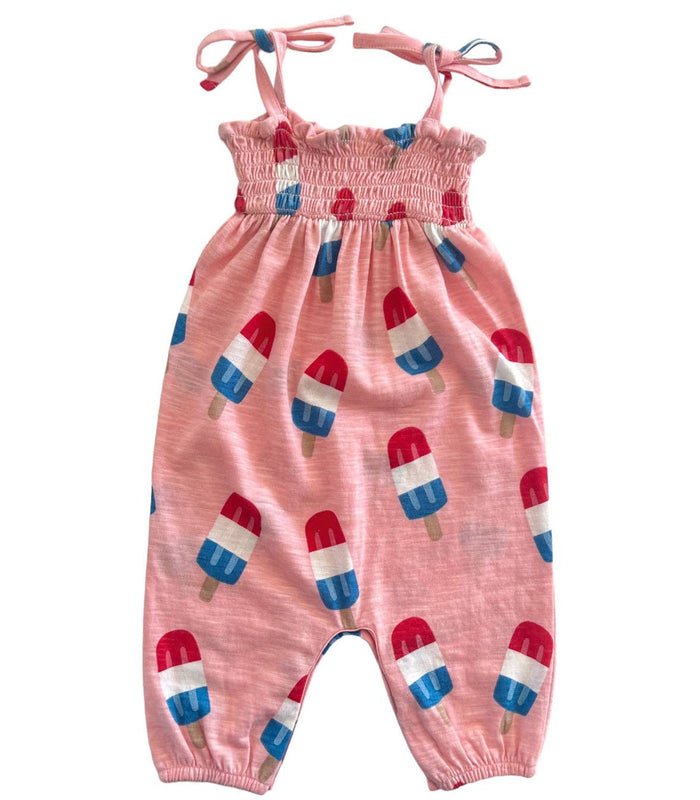 Popsicle Pink / Organic Smocked Jumpsuit (Baby - Kids): 0-3M