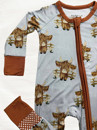 Duke Highland Cow Zippy Pajama: 18-24M