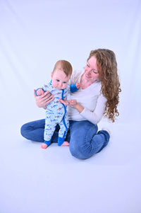 Bamboo Baby Convertible Zipper Pajama Sharks: 12-18 months