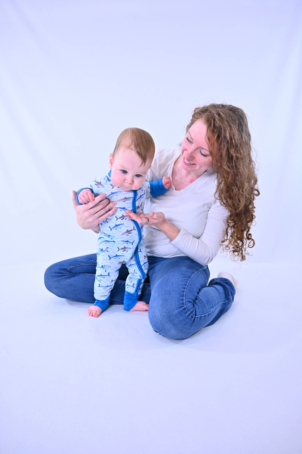 Bamboo Baby Convertible Zipper Pajama Sharks: 6-12 months