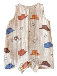 Western / Muslin Shortie Romper: 12-18M