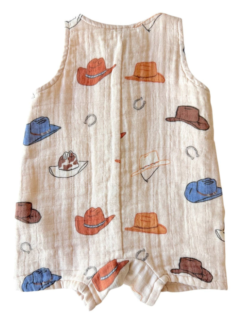 Western / Muslin Shortie Romper: 12-18M
