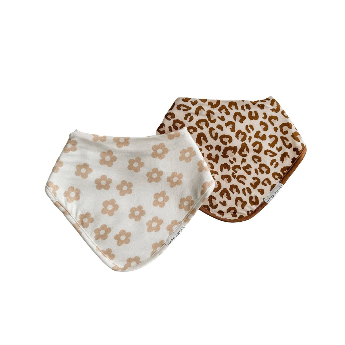 Scarf Baby Bib Set - Blush Daisy / Leopard