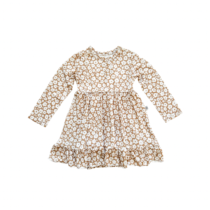 Twirl Skirt Bodysuit - Mocha Ditsy Floral: 3-6 Months