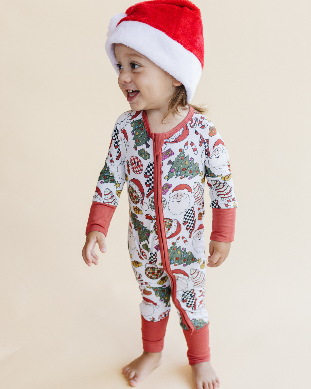 Bamboo Baby Clothing Zip Romper | Retro Christmas: 18-24M