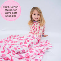 Baby Muslin Swaddle Blanket 47x47 Let's Go Girls
