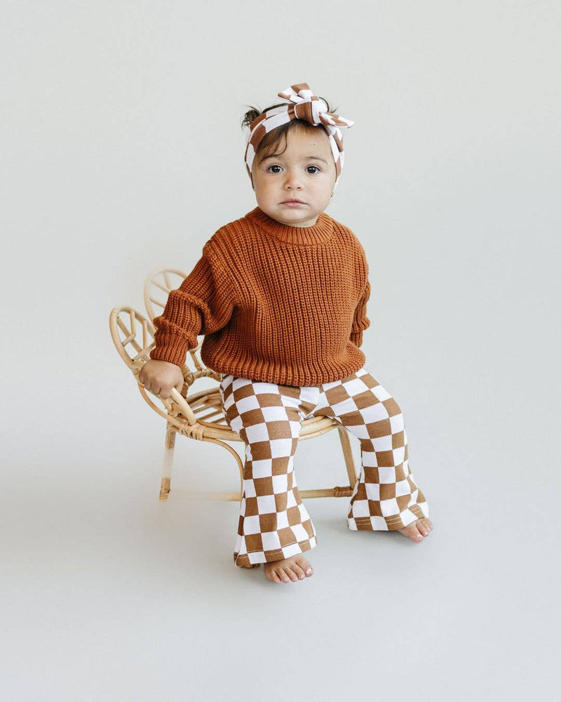 Checkered Flare Pants ||  Chocolate