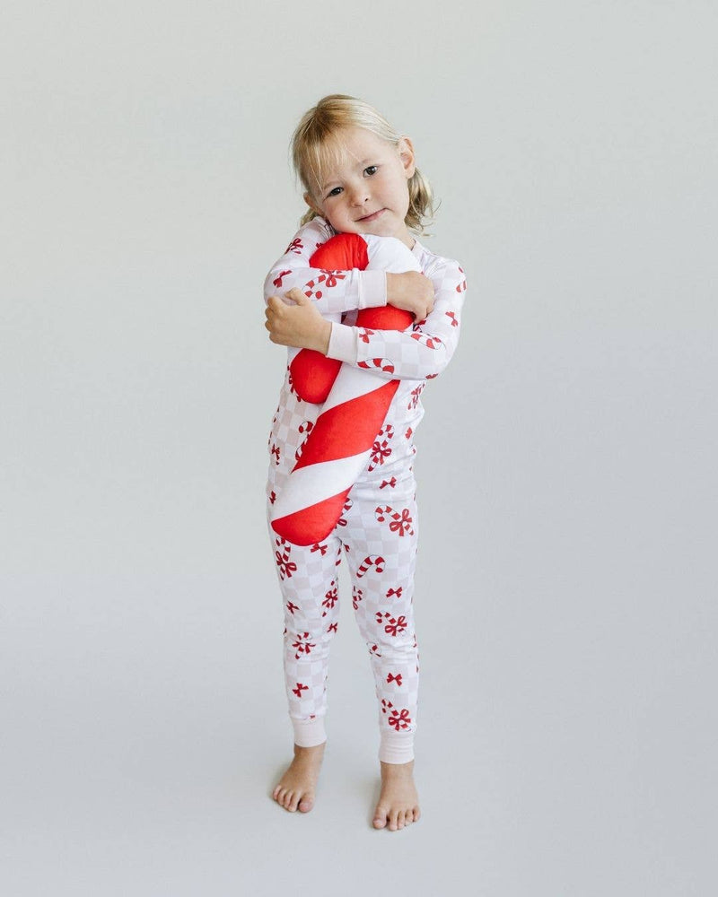 Christmas Bamboo Kids Two Piece Set | Bows & Candy Cane: 6-7Y