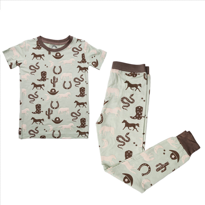 Giddyup Western Horse Bamboo Pajamas Kids Clothes: 10K