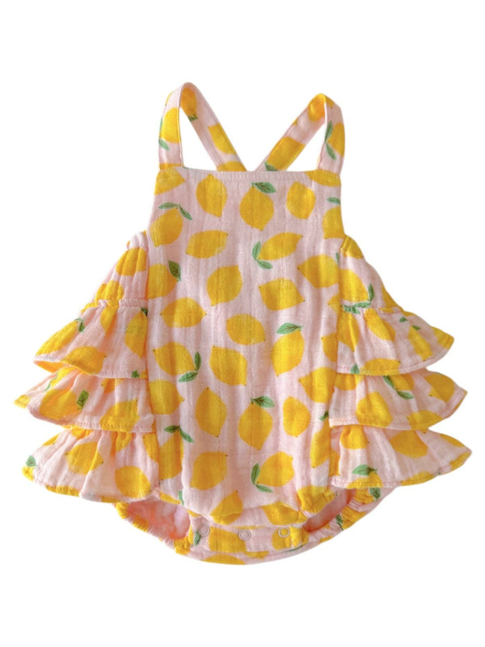 Lemon Sorbet / Muslin Ruffle Sunsuit: 6-12M