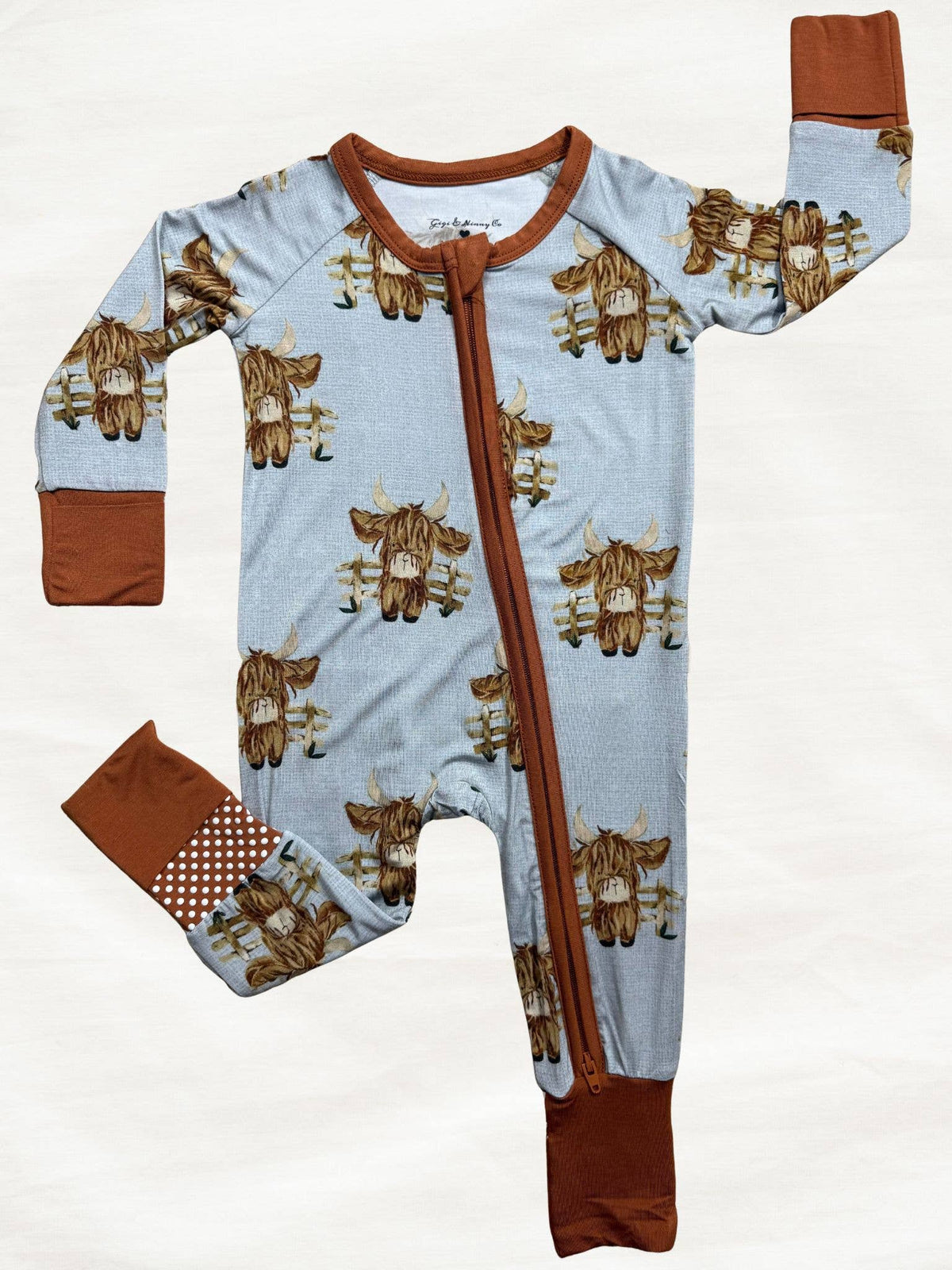 Duke Highland Cow Zippy Pajama: 12-18M