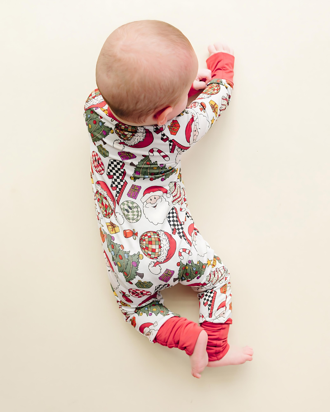 Bamboo Baby Clothing Zip Romper | Retro Christmas: 12-18M