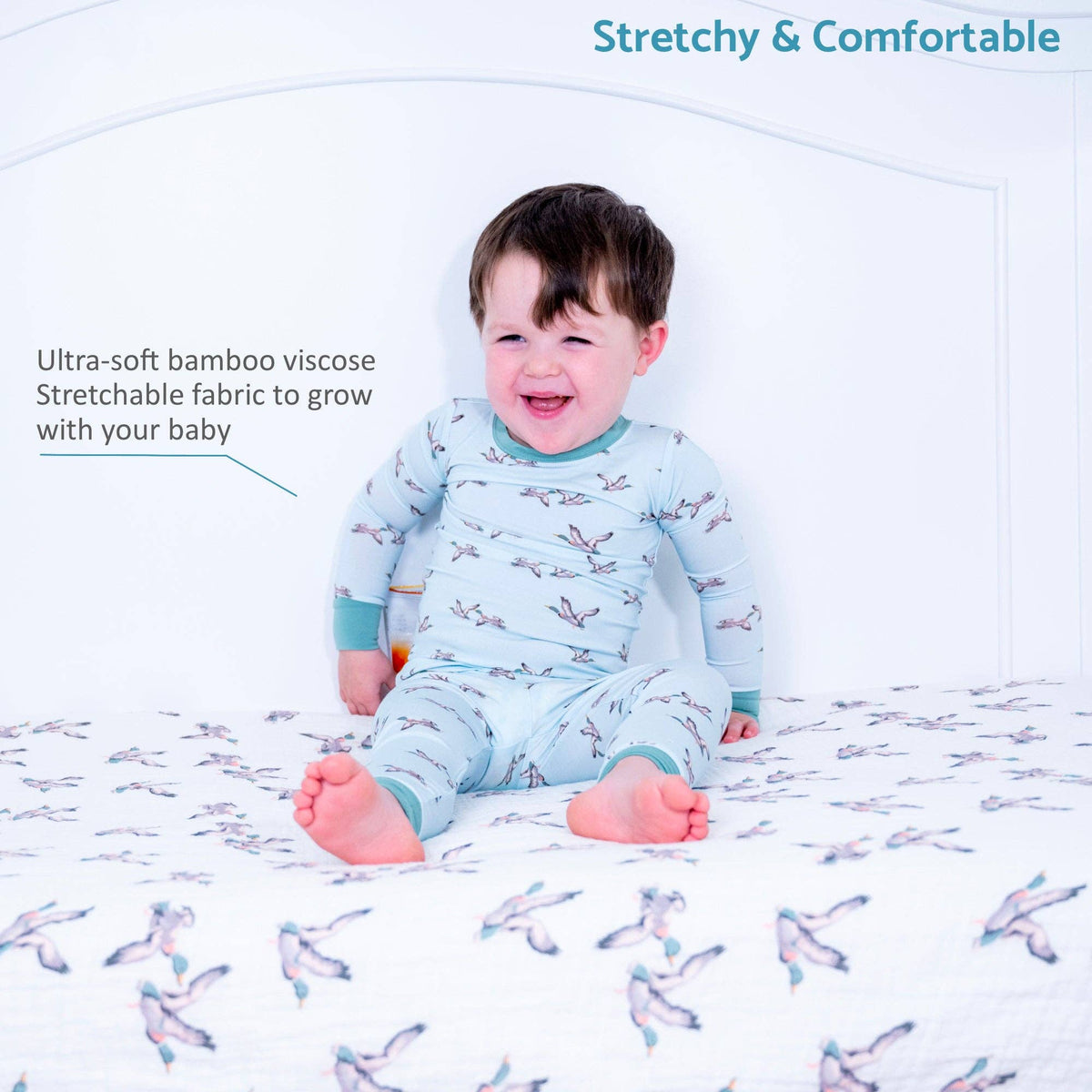 Kids 2-Piece Bamboo Pajama Set Quackin Up Mallard Duck: 2T
