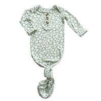 Knotted Baby Gown - Sage Ditsy Floral: Gown and bow turban