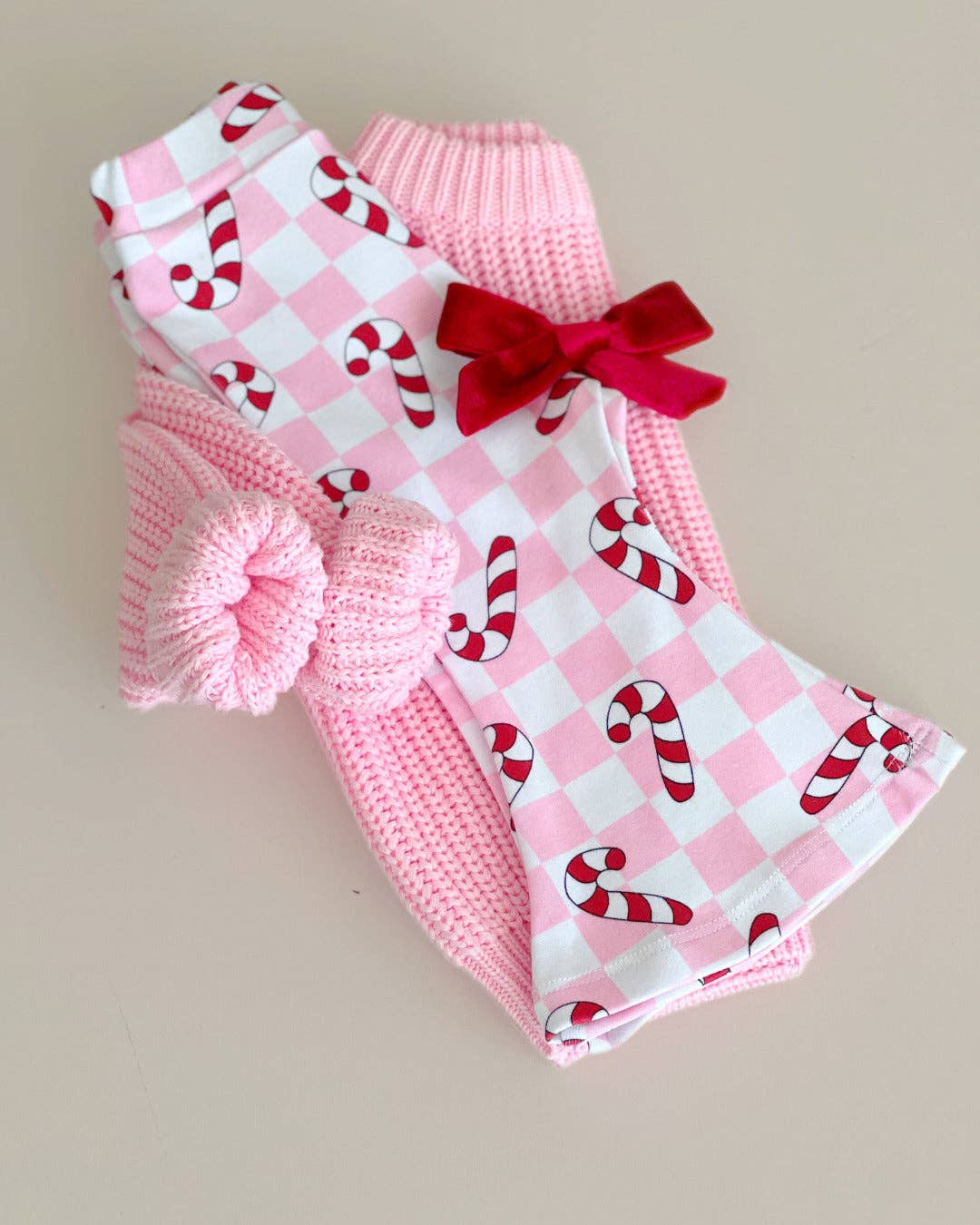 Checkered Candy Cane Kids & Baby Flare Pants | Pink: 0-3M