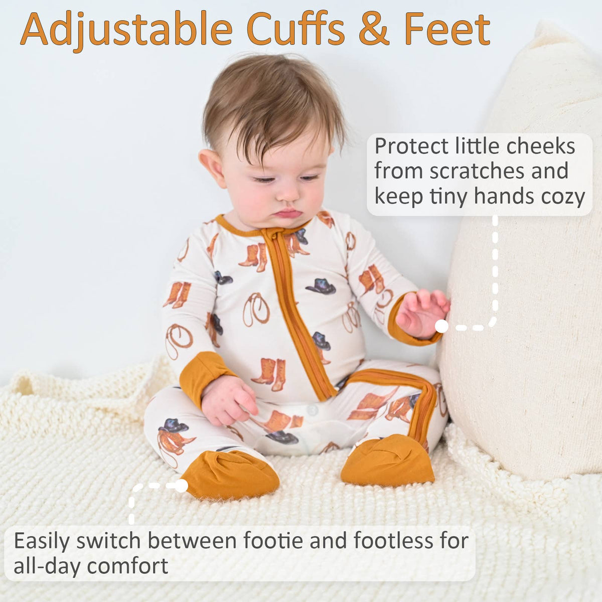Bamboo Baby Convertible Zipper Pajama Better in Boots: 12-18 Months