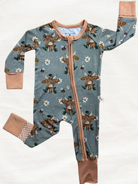 Daisy Mae Highland Cow Zippy Pajama: 0-3M
