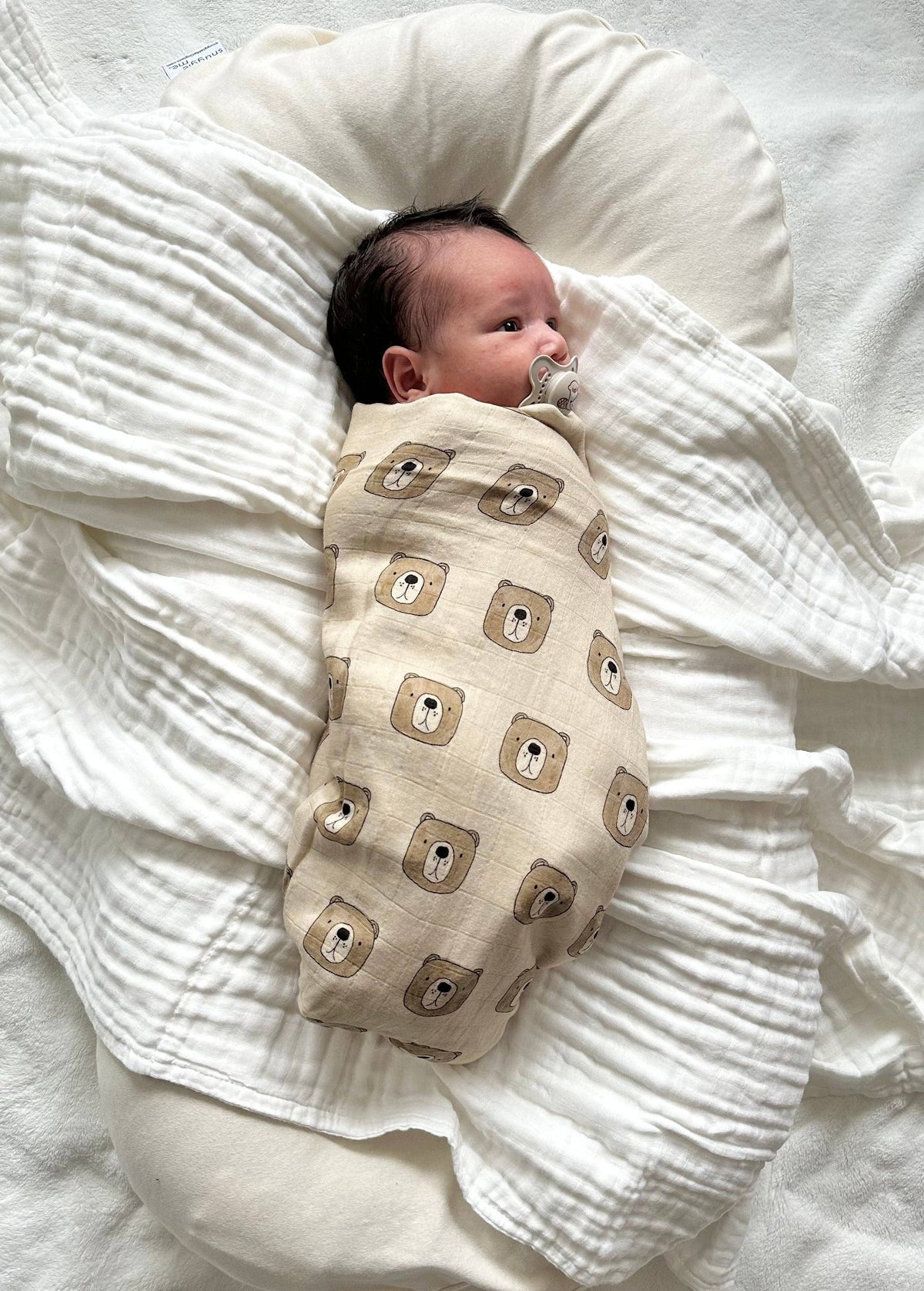Muslin Swaddle Blanket - Brown Bear
