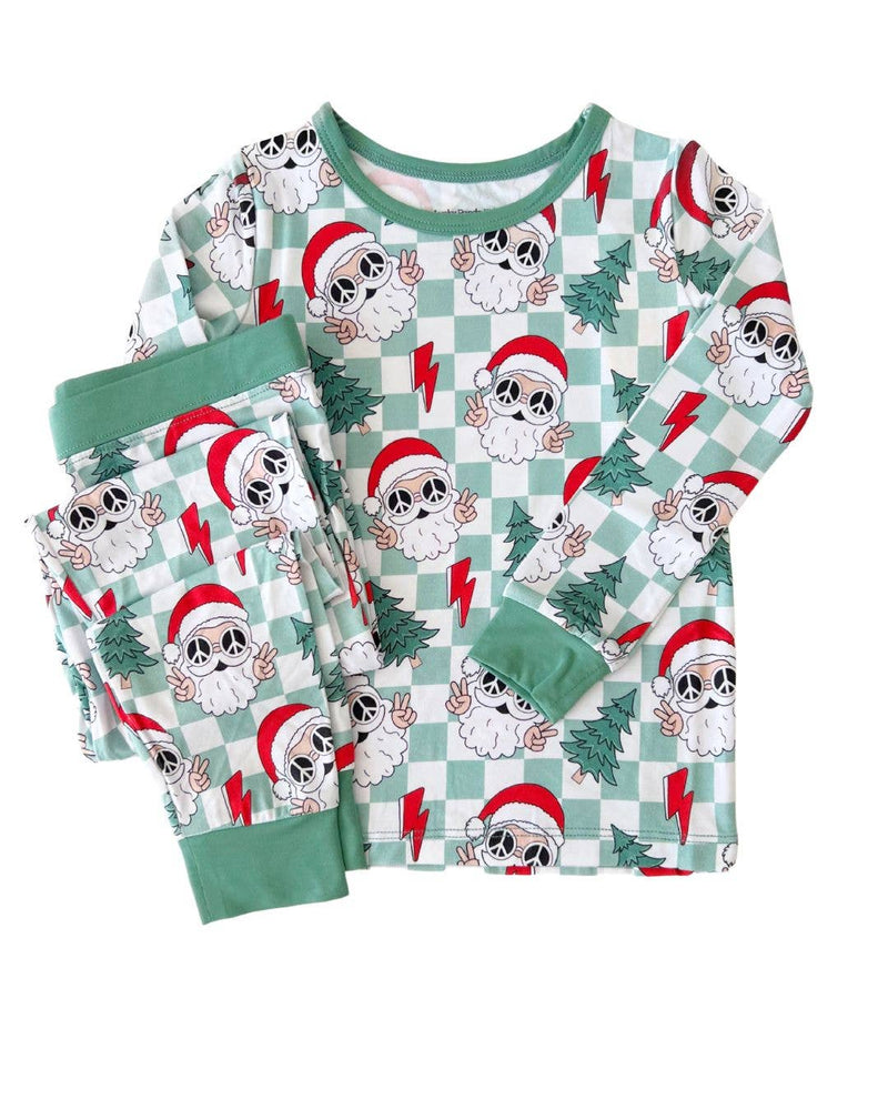 Christmas Bamboo Kids' Two Piece Set | Checkered Santa: 5T