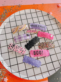 Halloween Single Snap Clip: Pink Black Glitter